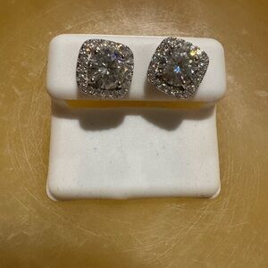 Sparkling Moissanite Silver Pavé Stud Earrings